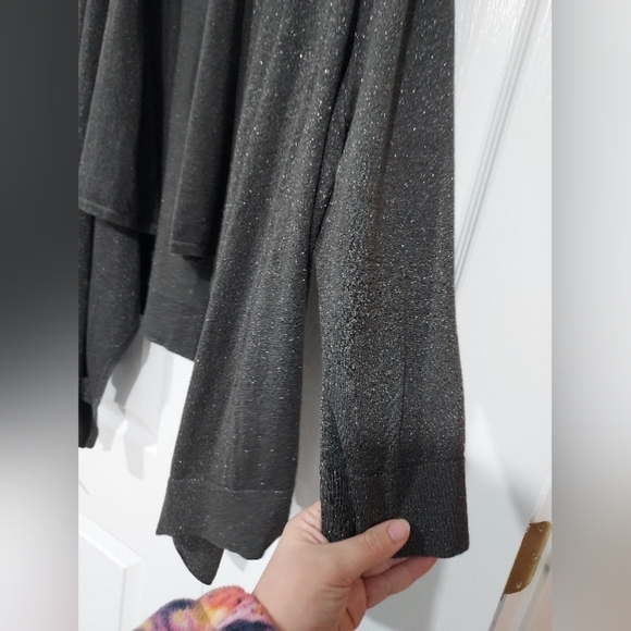 INC Woman Shimmery Gray Drape Open Front Cardigan in Size 2X - Picture 9 of 10
